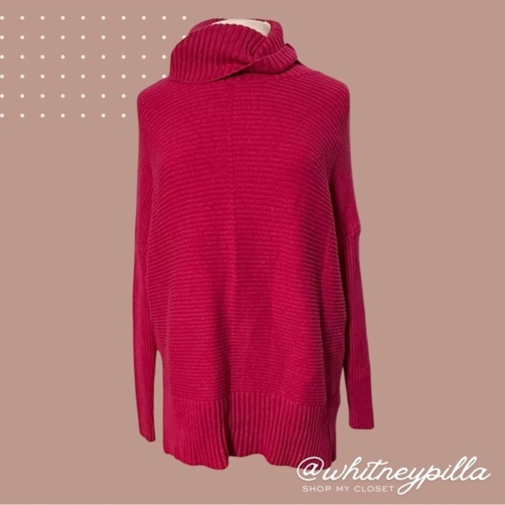 3/$20 EFAN Pink Textured Turtleneck Oversized Cozy Sweater Size Medium
